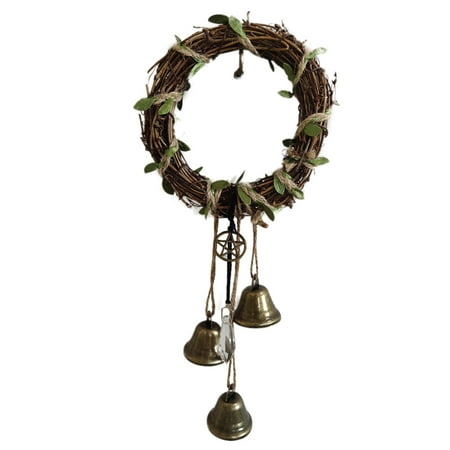 Surakey Wind Chimes Hanging Ornaments Round Five Pointed Star Vine Ring Crystal Wind Chimes Retro Home Decorate Wall Hanging Round Shape
