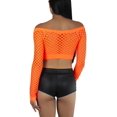 thumbnail image 2 of ToBeInStyle Women Stretch Fishnet Long Sleeve Rave See-Through Novelty Crop Top, 2 of 5