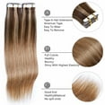 thumbnail image 3 of Benehair Tape In Human Hair Extensions Thick 100% Remy Real Skin Weft Seamless Full Head for Woman 40 pcs/100g Balayage US, 3 of 10