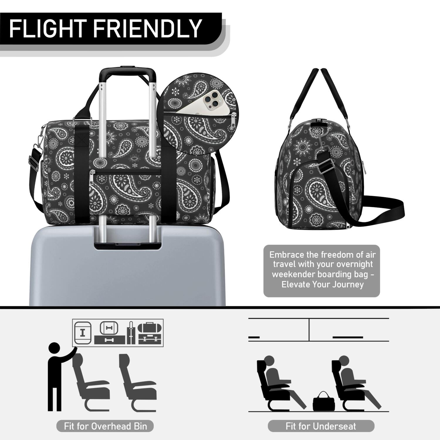 Boho Womens Gym Tote Duffle Bag with Wet Pocket & Shoe Compartment, Floral Checkered Travel Duffel Bag Overnight Weekender Hospital Tote Girls Workout Carry on Bag with Luggage Sleeve