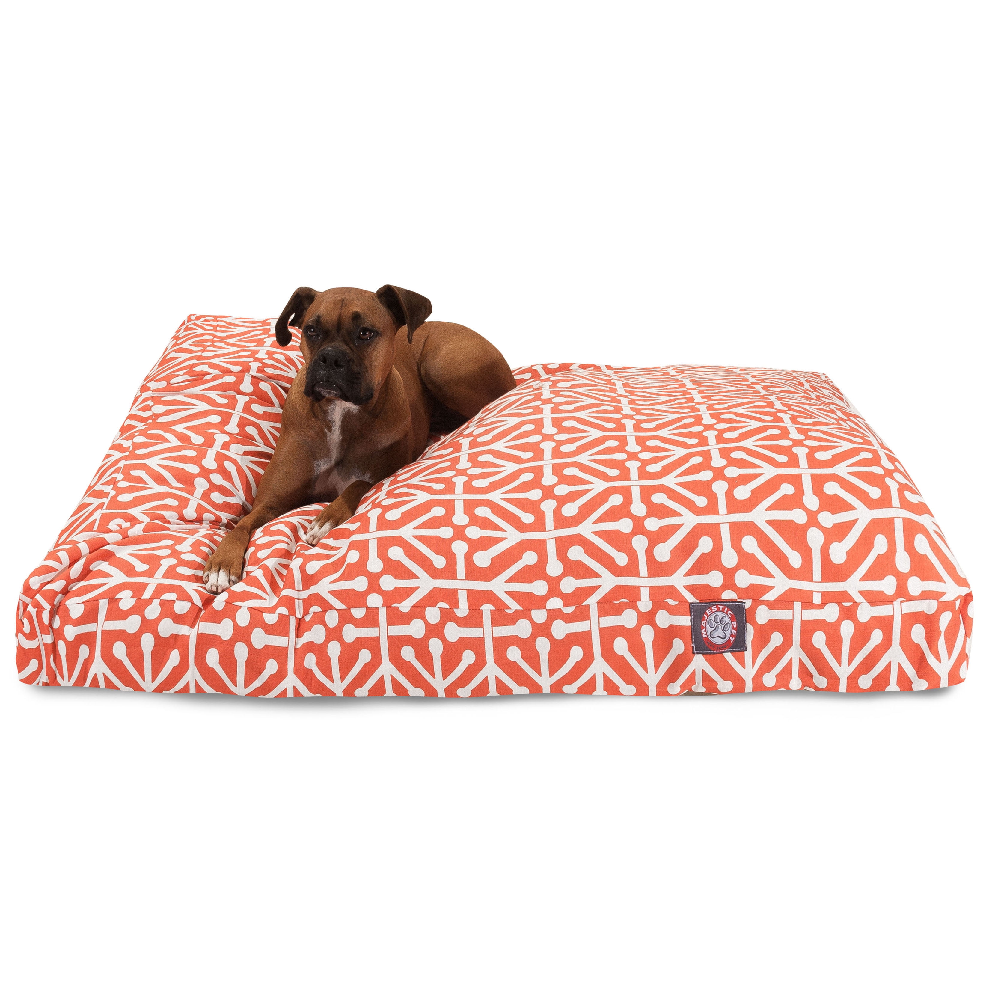 Majestic Pet Aruba Rectangle Dog Bed Treated Polyester Removable Cover Orange Extra Large 50" x