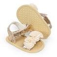thumbnail image 3 of Infant Baby Girls Summer Sandals with Flower Soft Sole Newborn Toddler First Walker Crib Dress Shoes, 3 of 4