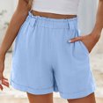 thumbnail image 2 of Summer Saving! Ashirexll Women's Shorts, Summer Shorts for Women, Women Solid and Linen Summer Loose and Casual Comfortable Elastic Waist Wide Leg Pants Straight Leg Shorts, 2 of 7
