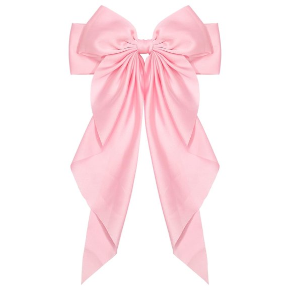 1PC Satin Hair Bows for Women Large Hair Barrettes Ribbon for Girls Giant Long Bow Hair Clips Ponytail Holder Silk Big Hair Clips Accessories for Women(Black)