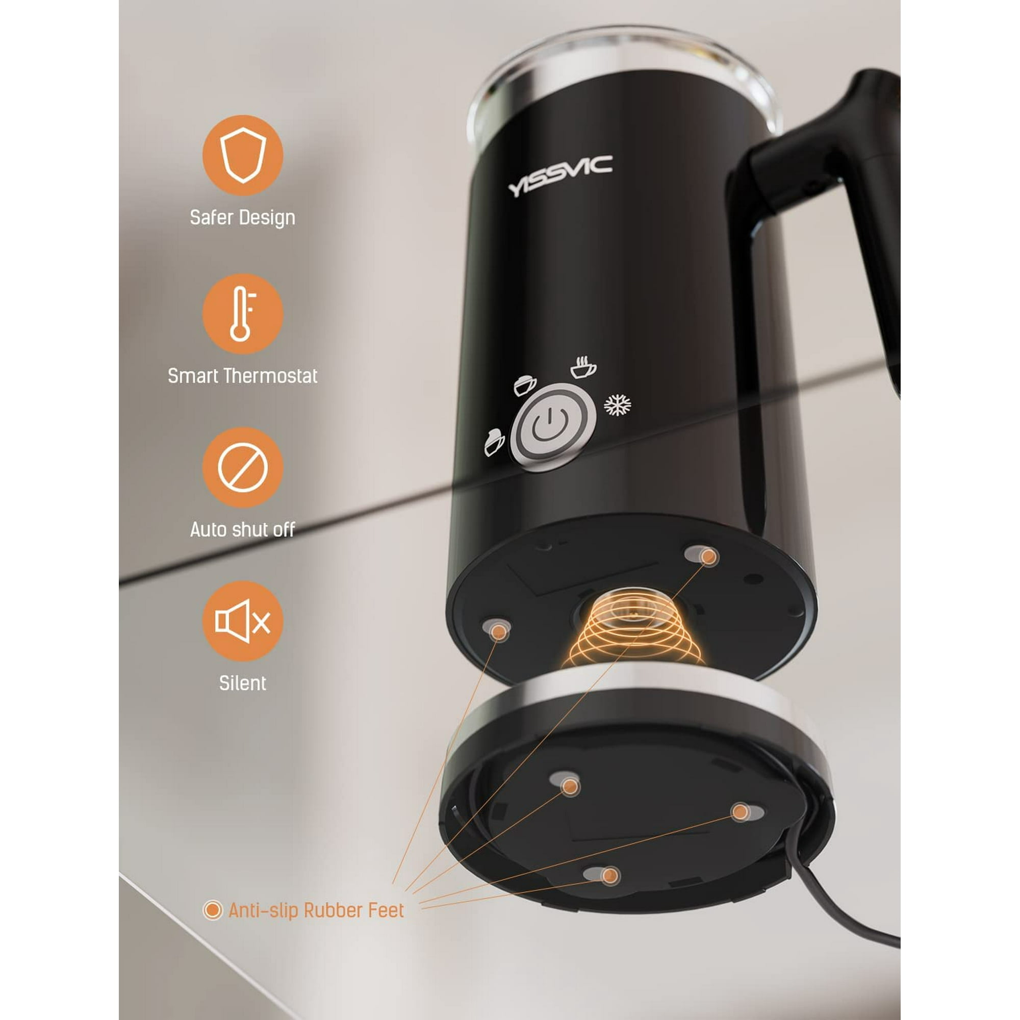 YISSVIC Milk Frother in Milk Steamer for Hot and Cold Milk Froth