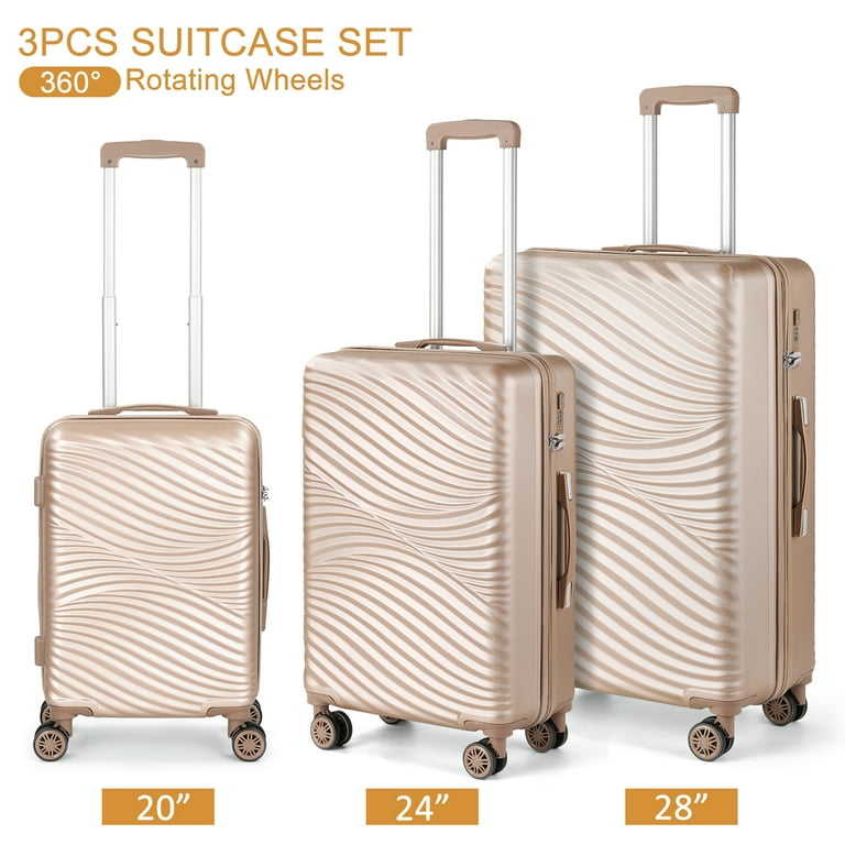 Hikolayae Wave Collection Hardside Spinner Luggage Sets in Gold Dust, 3  Piece - TSA Lock