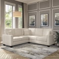 thumbnail image 2 of Stockton 87W L Shaped Sectional Couch in Cream Herringbone Fabric, 2 of 8