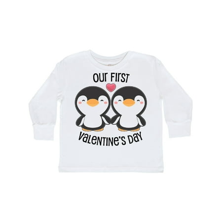 

Inktastic Our First Valentines Day- cute penguins Gift Toddler Boy or Toddler Girl Long Sleeve T-Shirt