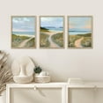 thumbnail image 3 of PixonSign Framed Canvas Print Wall Art Set - Coastal Beach Shore Road Landscape Posters - Set of 3 Wilderness Nature Country/Farmhouse Illustrations Wall Décor for Living Room - 12"x16" Natural, 3 of 5