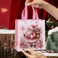 thumbnail image 6 of Christmas Non-Woven Shopping Bag, Pink Reusable Handbag for Holiday Gift Packaging, Eco-Friendly Gift Bag with Festive Design, 9.06 x 4.33 x 8.66 inches, 6 of 6