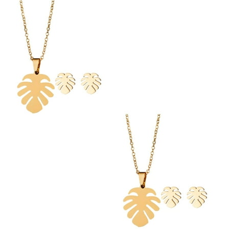 Masteelf 2 Sets  Monstera Leaf Earring Necklace Creative Monstera Necklace Delicate Earring