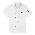 thumbnail image 3 of TiaoBug Unisex Men Chef Jacket Short Sleeve Chef Coat Restaurant Kitchen Work Uniform Cook Shirts Tops White Short Sleeve 3XL, 3 of 7