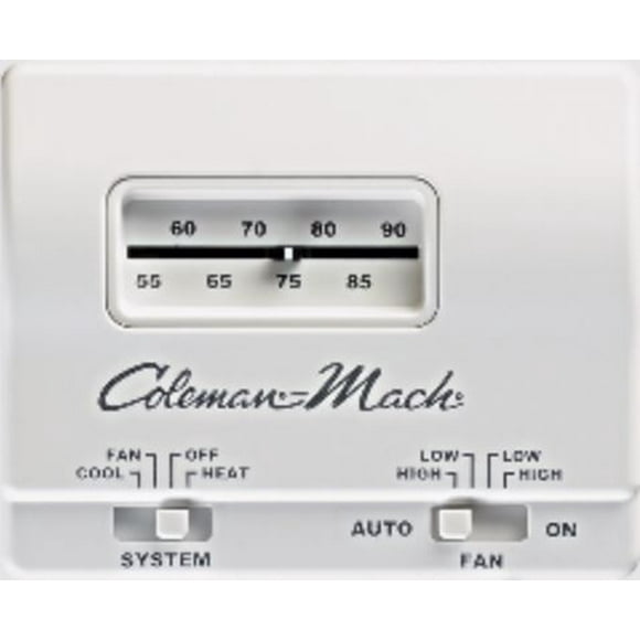 Coleman Mach Thermostat Mural 7330B3441 à un Étage; pour Contrôle de la Chaleur/du Froid; Lecture Analogique; 24 Volts CC; Fixation Murale; Boîtier Blanc