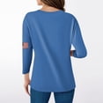 thumbnail image 5 of 250th Anniversary Shirts for Women 2026 - Patriotic 1776-2026 USA Flag V-Neck 3/4 Sleeve Graphic Tees - Vintage Distressed Pullover Tops Blue L, 5 of 5
