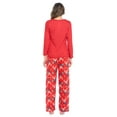 thumbnail image 2 of Casual Nights Women's Jersey Knit Long-Sleeve Top and Mircro Fleece Bottom Pajama Set - #1 Red Holiday Deer, 2 of 3