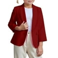 thumbnail image 3 of Liyamei Girls Solid Color Suit Jacket with Lapel for School Casual Wear Size 9-10 Years, 3 of 7