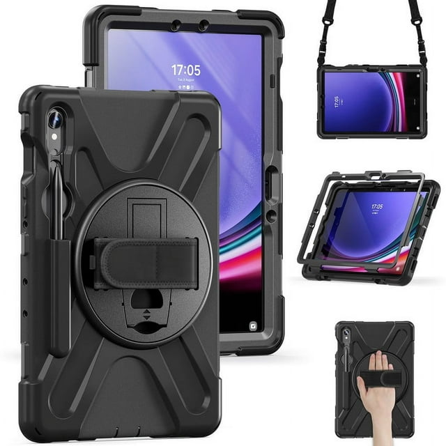 Funda de uso rudo Teknet para Samsung Galaxy Tab S9 de 11 pulgadas con correa
