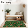 thumbnail image 3 of ODIKA 2'x3' Machine Washable Non-Slip Area Rug, Vintage Holly Berries with Mistletoe Seasonal Doormat High Traffic Rug, Green, 651652, 3 of 7