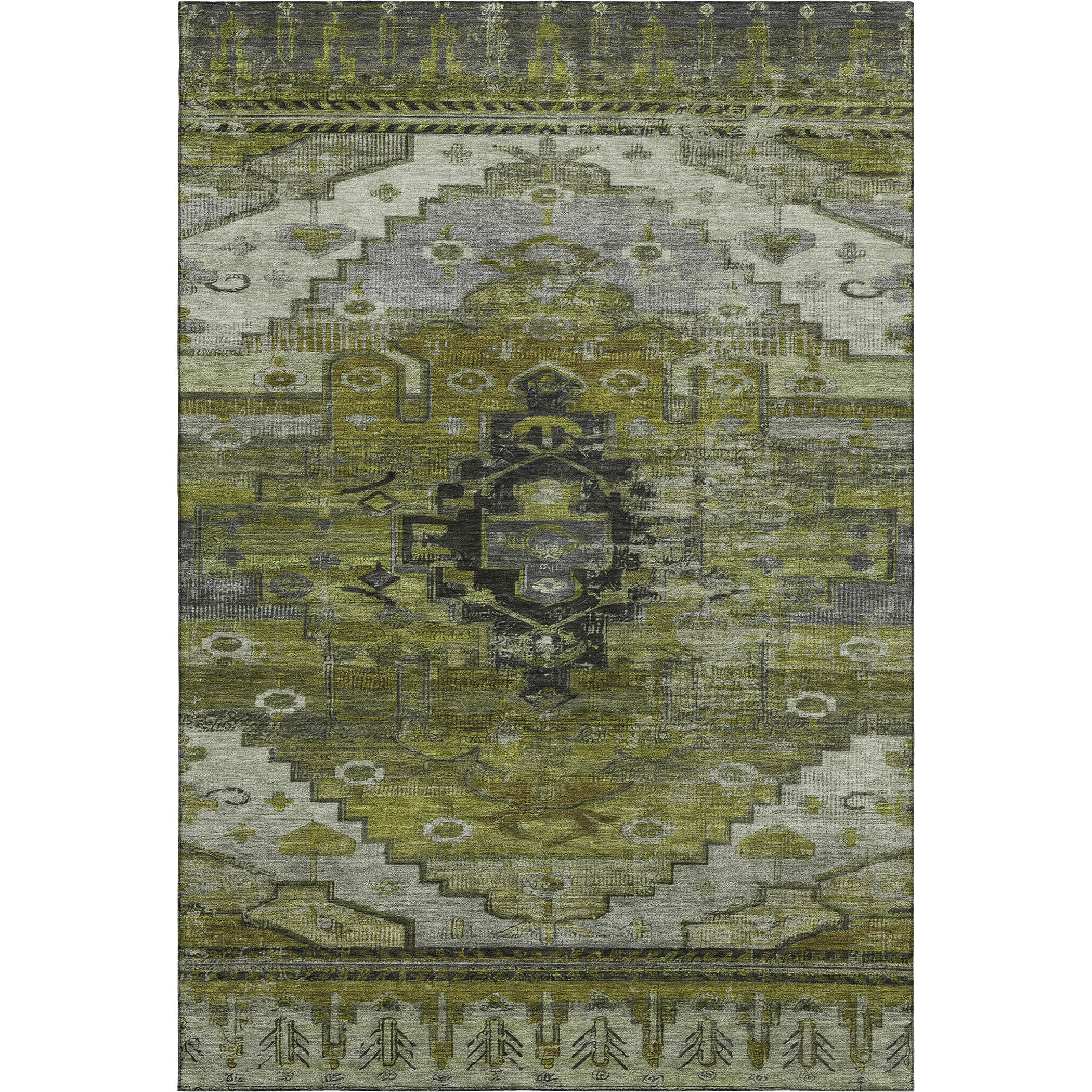 Addison Rugs Mayfield Premium Machine Washable Transitional Tribal Olive Rectangle Rug, 2'6" x 3'10"