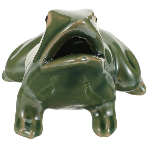 Small Ceramic Frog Statue for Garden and Patio Decoration, Indoor Outdoor Animal Figurine Ornament for Home and Fountain