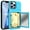 Sky Blue, variant on iPhone 13 Pro Max Case with Tempered Glass Screen Protector, Dteck Wallet Case Credit Card Holder & Hidden Mirror, Heavy Duty Shockproof Protective Case for iPhone 13 Pro Max, Blue