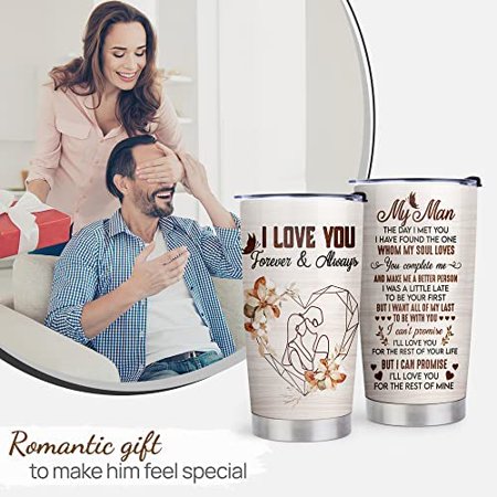 

Athenstics Gifts for Husband - Husband Gifts from Wife - I Love You Gifts for Him for Anniversary Husband Birthday Gift Husband Christmas Gifts - Husband Wood 20oz Stainless Steel Tumbler