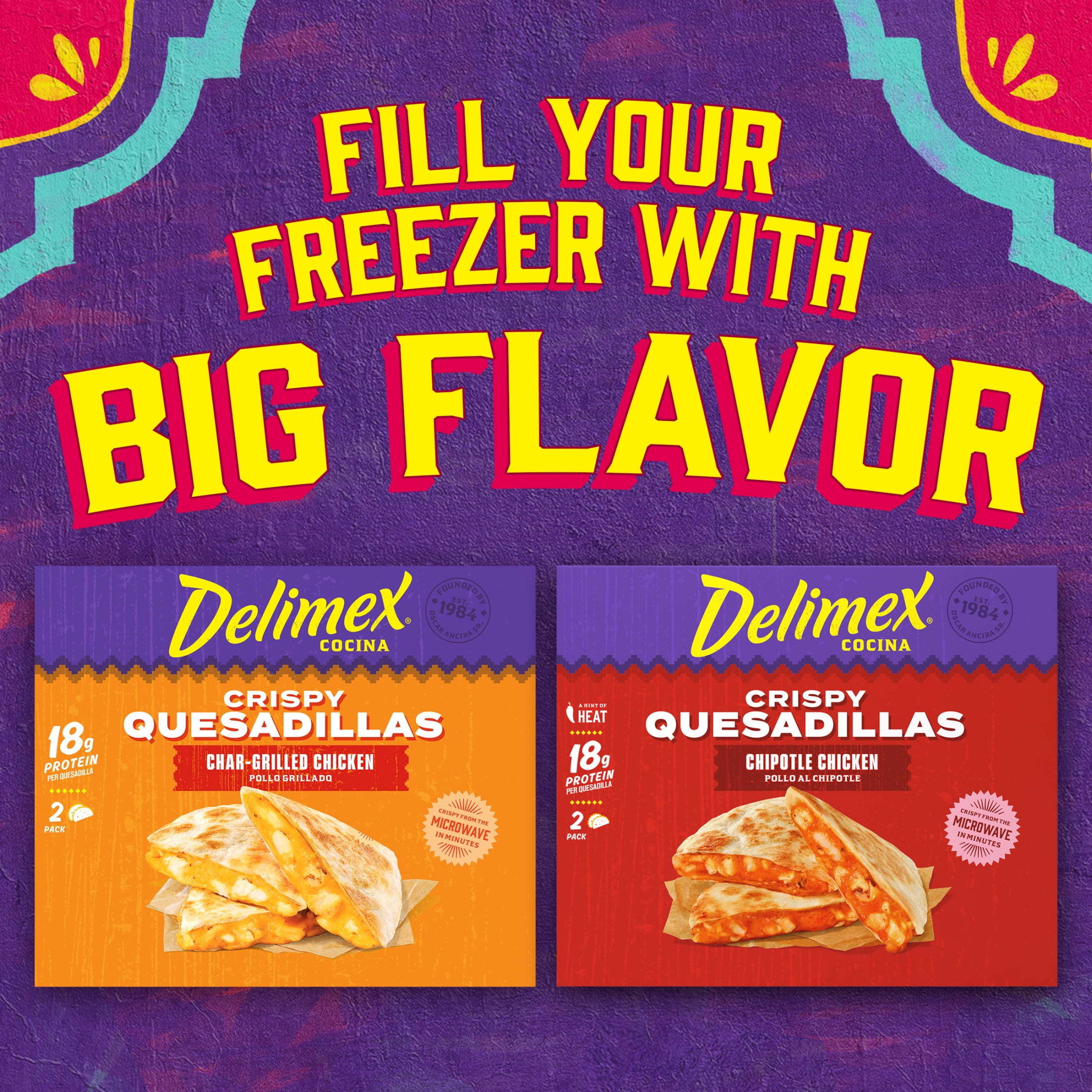 Delimex Char-Grilled Chicken Crispy Quesadillas, 8 oz box