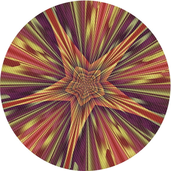 Ahgly Company Indoor Round Patterned Cinnamon Brown Area Rugs, 7' Round