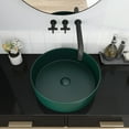 thumbnail image 3 of 15.7'' Round Vessel Sink, Bathroom Vessel Sinks, Bathroom Sinks Above Counter Porcelain Ceramic Vessel Vanity Sink Art Basin, Counter top Sink, Dark Green, 3 of 7