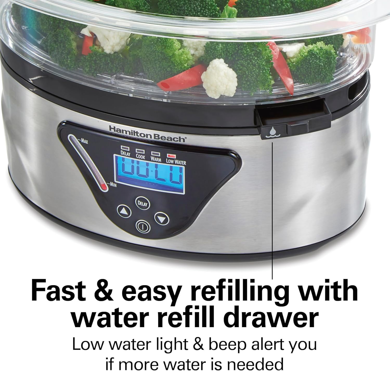 Digital Electric Food Steamer & Rice Cooker, 5.5 Quart Stackable Two-Tier Bowls for Healthy Cooking