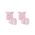 thumbnail image 2 of Cenuakty Little Girls 6M 12M 18M 24M 2T 3T 4T Outfits Adorable Marine Life Embroidery Flying Sleeve Round Neck Tops and Plaid Shorts Set, 2 of 9