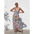 thumbnail image 6 of Women's Summer New Printed V-Neck Full Skirt Spaghetti Strap Long Dress, 6 of 6