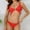 A_ Red, variant on Women's Wide Strap O Ring Cut Out V Neck Bikini Sets, 2 Pieces Tie Back Top Triangle Bottom Swimwear Suits Yellow L
