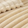 thumbnail image 4 of Exclusivo Mezcla King Size Flannel Fleece Blanket, Super Soft 3D Striped Jacquard Blanket for Bed, Lightweight Fuzzy Cozy Blankets, Beige, 90"x104", 4 of 8