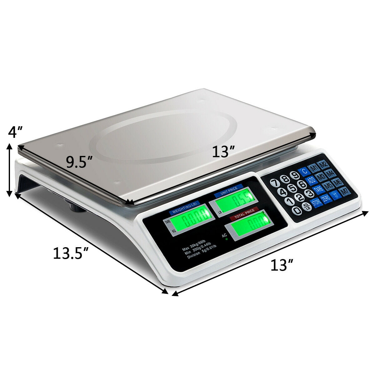 FETCOI Electronic Price Computing Scale, 66lb Multifunctional Electronic Commercial  Food Meat Produce Weight Scale with LCD Screen for Weighing, Setting  Prices, Making Change 