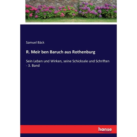 R. Meir ben Baruch aus Rothenburg: Sein Leben und Wirken, seine Schicksale und Schriften - 3. Band, (Paperback)