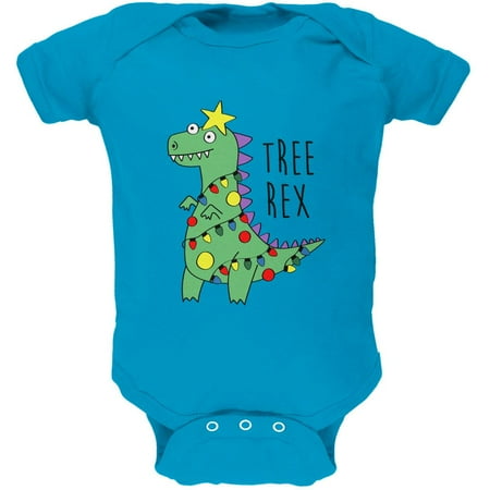 

Christmas Tree Rex T-Rex Funny Dinosaur Soft Baby One Piece Turquoise 0-3 M