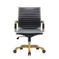 thumbnail image 3 of LeisureMod Harris Mid-Back Modern Leather Office Chair, Adjustable Swivel with Gold Frame, Black, 3 of 6