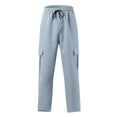 thumbnail image 5 of Dresfit Cargo Pants Men Big and Tall Uncuffed Baggy Sweatpants Casual 2026 Open Bottom Elastic Waist Athletic Trousers Lounge Hiking Sweat Pants Light Blue L, 5 of 7