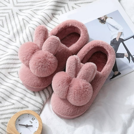 

wofedyo shoes for women Couples Women Slip On Furry Plush Flat Home Winter Round Toe Keep Warm Solid Color Slippers Shoes