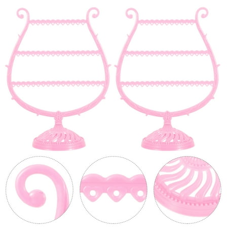 HOOWIFFY Pink Earring Holder Organizer for Girls Jewelry Display Stand Durable Plastic Storage 2pcs
