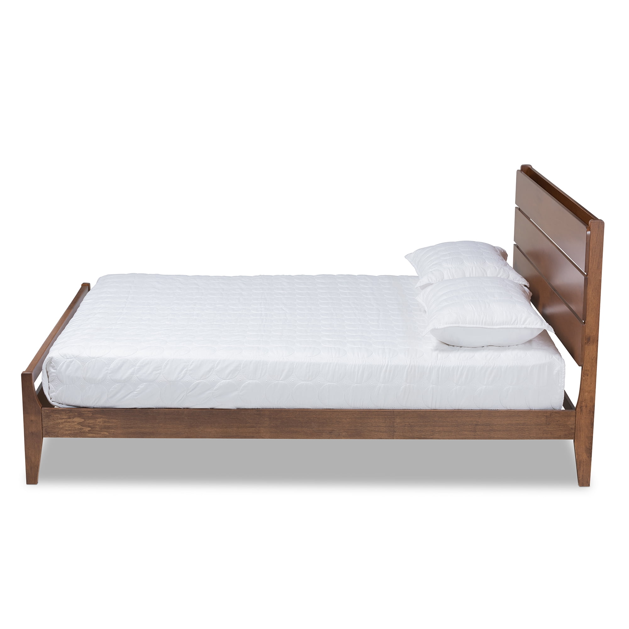 Baxton Studio Avena MidCentury Modern Walnut Finished Wood Queen Size Platform bed