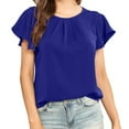 thumbnail image 2 of gakvbuo Plus Size Summer Tops For Women 2023 Trendy Women Casual T-shirt Solid Round Neck Short Sleeve Pullover Blouse Tops, 2 of 9