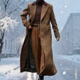 thumbnail image 4 of Man's Wool Blend Trench Coat Double Breasted Full Length Casual Notch Lapel Long Jacket Winter Peacoat (M, Brown), 4 of 6