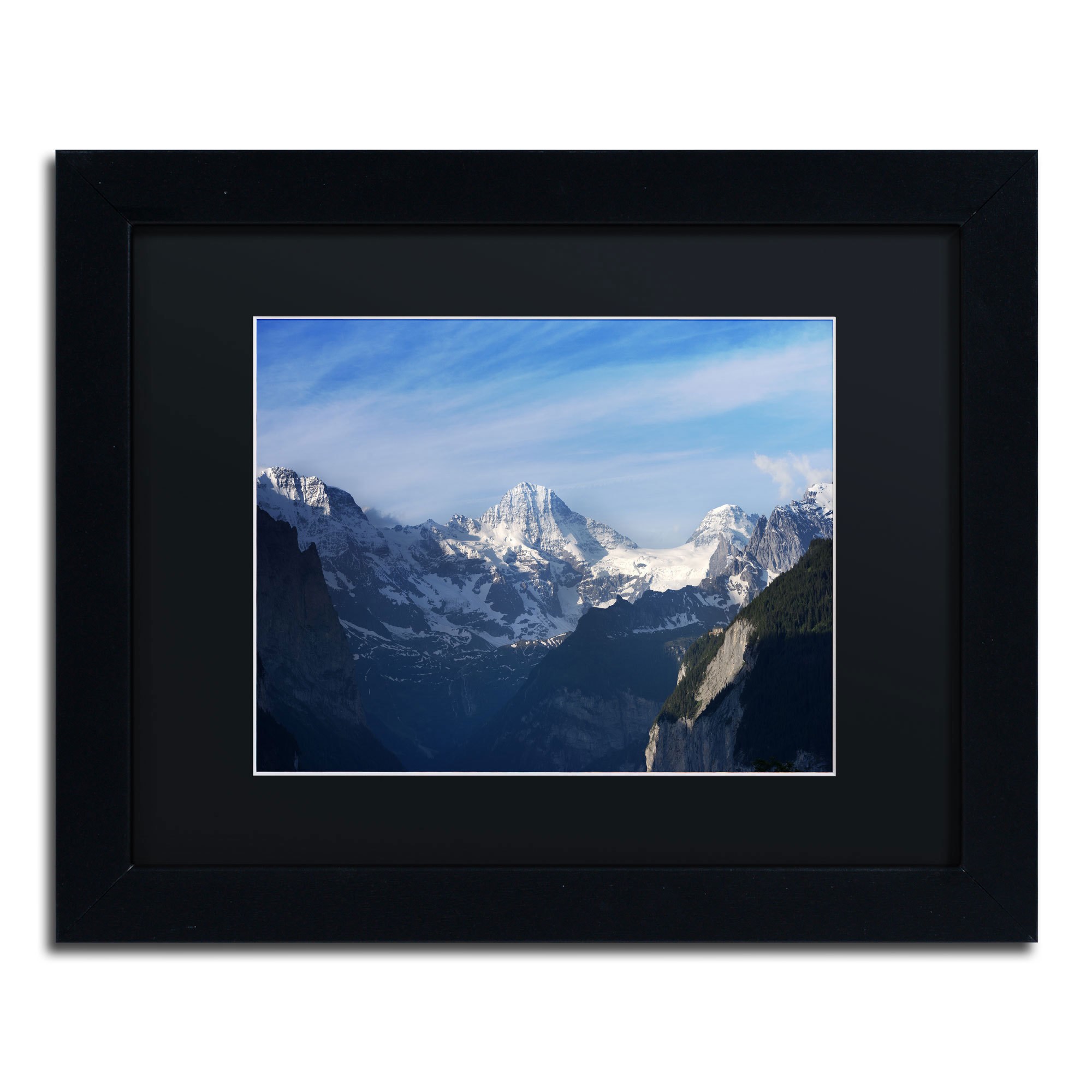 Trademark Fine Art "The Morning Comes Over the Swiss Alps" Canvas Art by Philippe Sainte-Laudy, Black Matte, Black Frame