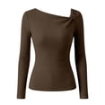 thumbnail image 4 of YMNXA Women's Top Long Sleeve Solid Color Asymmetric Comfortable Fashion Slim Fit Tee For Casual Daily Wear,Khaki,Xxl, 4 of 4