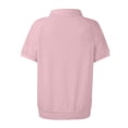 thumbnail image 3 of larppty Womens Polo Shirts Business Casual Work Tops Short Sleeve Button Down Collared V Neck Golf Blouse T-Shirt (Pink, XL), 3 of 4