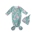 thumbnail image 1 of Xingqing 2 Pcs Nouveau-Né Nourrisson Bébé Col Rond Imprimé Floral Dessin Animé Bonnet Rond avec Poche pour Dormir, 1 of 8