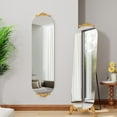 thumbnail image 2 of CBJCBJ 61.5"x20" Floor Length Mirror with Stand, Frameless Mirror with Carved Metal Feet, Glod, 2 of 8