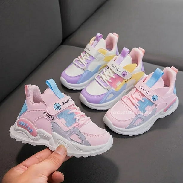 Kids Spring Sneakers Girls School Casual Shoes Outdoor Breathable Running Shoes Light Soft Tenis Pink Non slip Children Shoes
